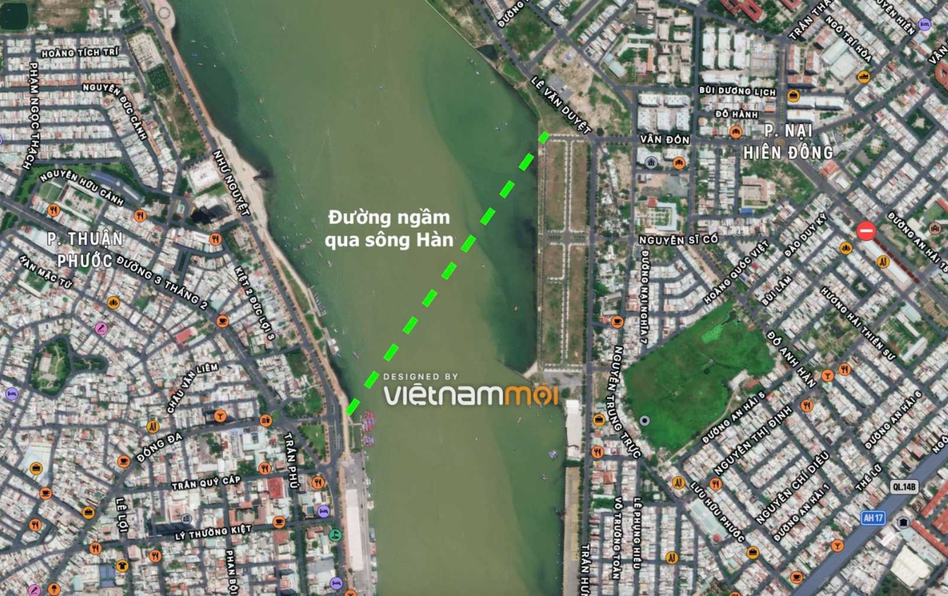 Hầm đi bộ xuyên sông nối từ đường Trần Phú, Đống Đa nối sang Vân Đồn, Trần Hưng Đạo